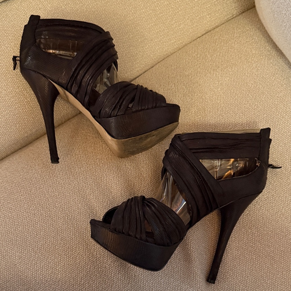 Steve Madden Viktore Black Strappy Heels, sz 8